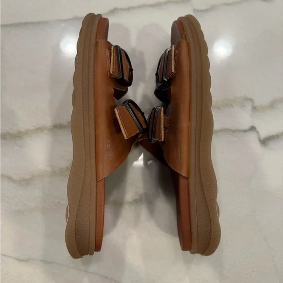 Earth Lory Slide Sandals Size 8 Brown Leather Buckles - Picture 10 of 13